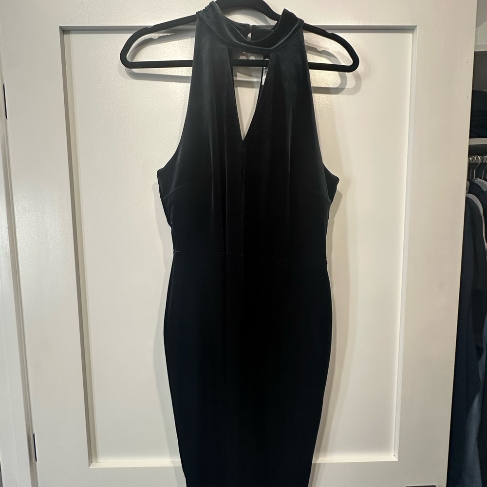 Bar III Black Backless Halter Dress